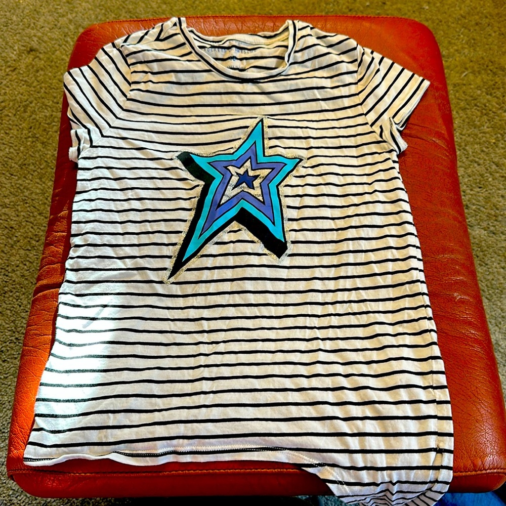 Rocket of awesome blue star striped tee girls size 10